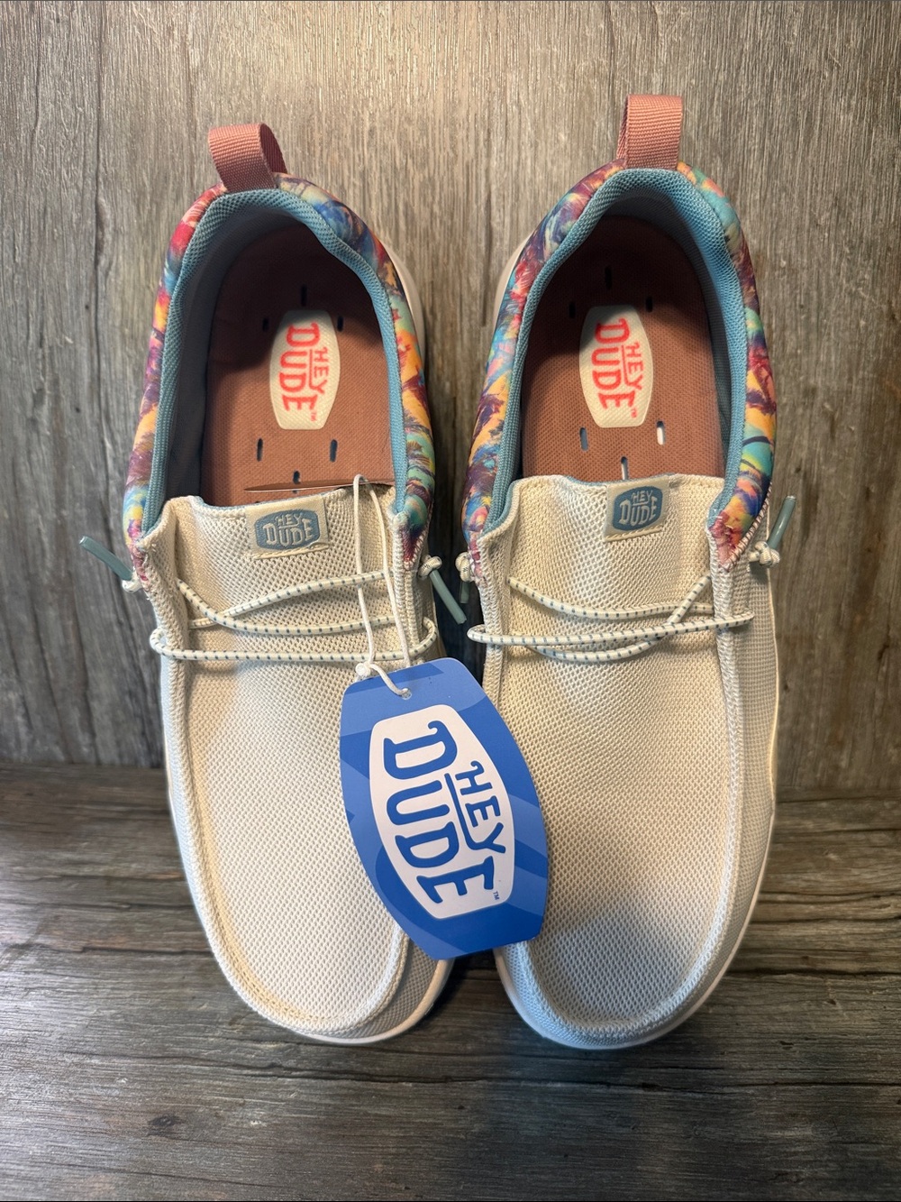 Hey Dude 2.0 Beige Canvas Sneakers with Tropical Trim *RARE*